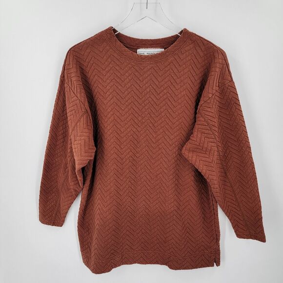 One Resource Pullover Womens Medium Textured Top Rust Orange Vintage - Picture 1 of 9